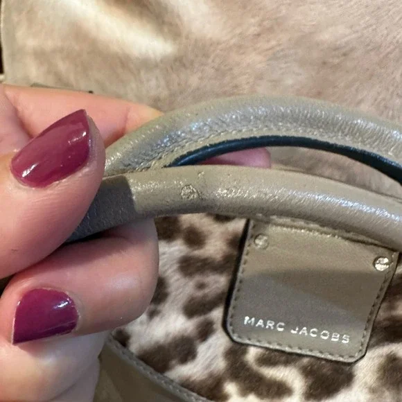 Marc Jacobs Collection Wellington taupe leather leopard calf hair bag Satchel - Picture 8 of 13
